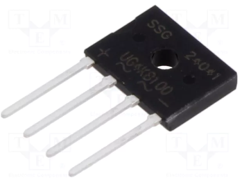UG4KB100TB diožu tilts, 1000V, 4A, 14.1x11.1x3.3mm, plakans, vertikāls, D3K