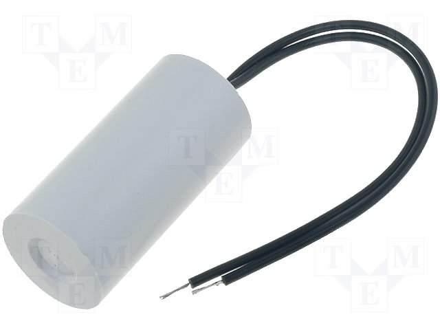 1.0/450VAC+cable elektromotoru kondensators, ±10%, Ø25x51mm, 10000h