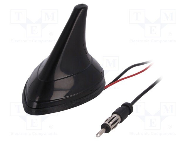 Antena, SHARK, 75Ω, Am, FM, DIN, melns, 12VDC, Pastiprināšana AM:2dB, FM:5db