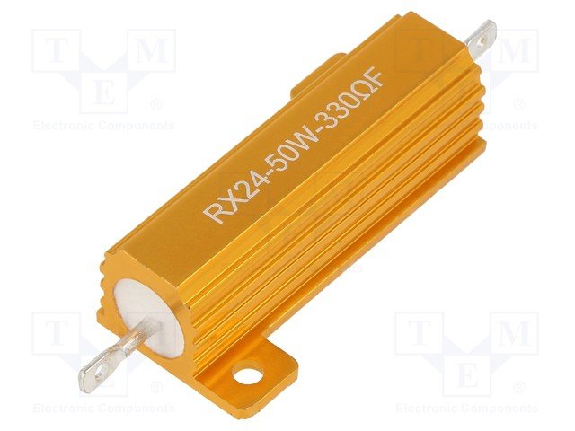 330R 50W, ±1%, Rezistors ar radiatoru, 49.1x29.7x14.8mm