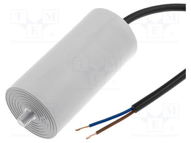 3.5/425VAC+cable elektromotoru kondensators, ±5%, Ø25x55mm, M8, 10000h, DUCATI ENERGIA