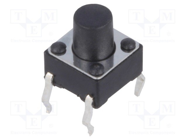 Mikroslēdzejs horizontāls, 6x6x4mm, SPST-NO, OFF-(ON), THT, 0.05A/12VDC, 1.6N, L=3.5mm