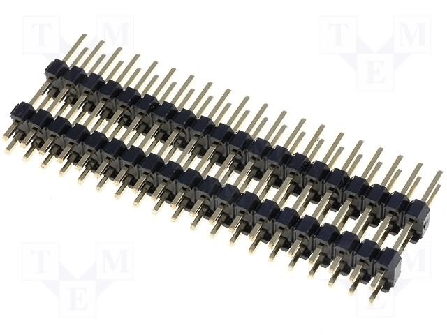 2.54mm 2x20pin štekers/štekers, starpplates savienotajs 10.4mm