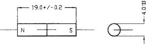 Magnēts pastāvīgs D4*19mm, AlNiCo500, 1210mT