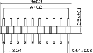 2.54mm uz PCB 40pin štekers leņķisks