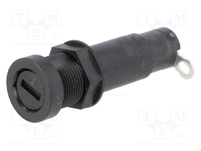 Drošinātāju turētājs uz panelēm, 10A, 250VAC, 5x20mm/6.3x32mm, Ø13mm, SCHURTER
