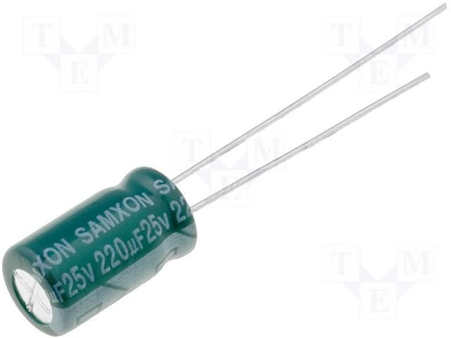 560/10V, 105C, Ø6.3x15mm, ±20%, Kondensatori zemas induktivitātes, 1000h, Jamicon, ar lokaniem izvadiem