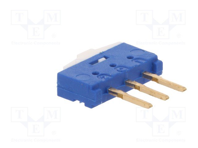 Pārslēdzējs slīdbīdņu SPDT, 0,5A/12VDC, ON-ON, 10x2.5x6.5mm, taisns, viens kontakts uz divam stāvoklim