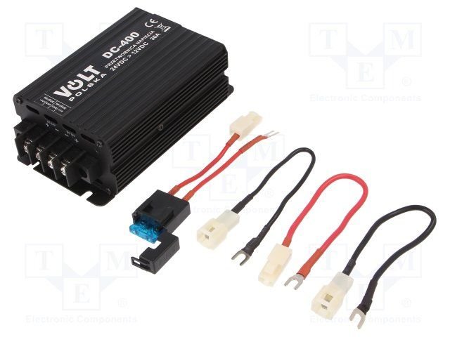 Sprieguma pārveidotājs 24VDC => 12V, 30A, 400W, 0...40°C