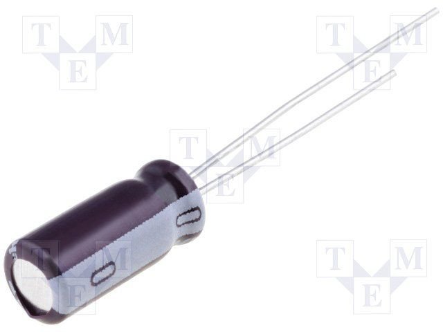 4.7/200V, 105C, Ø10x15mm, ±20%, Kondensatori zemas induktivitātes 2000h, NICHICON, ar lokaniem izvadiem