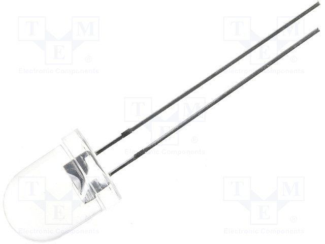 8mm, sarkana, 1000...1600mcd, 40°, 1.85...2.5V/20mA, 640nm, gaismas diode