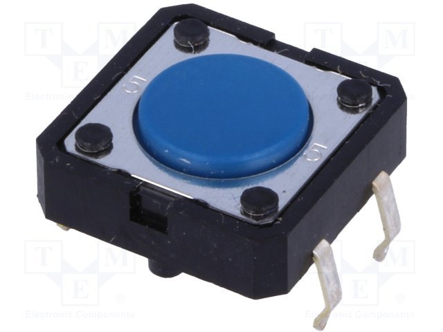 Mikroslēdzejs horizontāls, SPST-NO, OFF-(ON), 0.05A/24VDC, THT, 12x12x4mm, 1.27N, L=0.5mm, OMRON