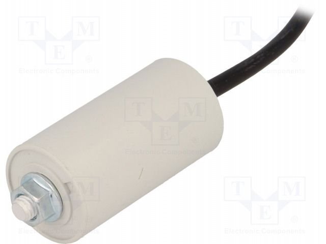 12.0/450VAC+cable elektromotoru kondensators, ±10%, Ø35x65mm, M8, 10000h