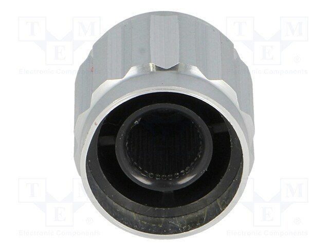 Potenciometru rokturitis Ø15x16mm, alumīnija/plastmasa, sudraba krasa, Ø6mm, iespiežamā