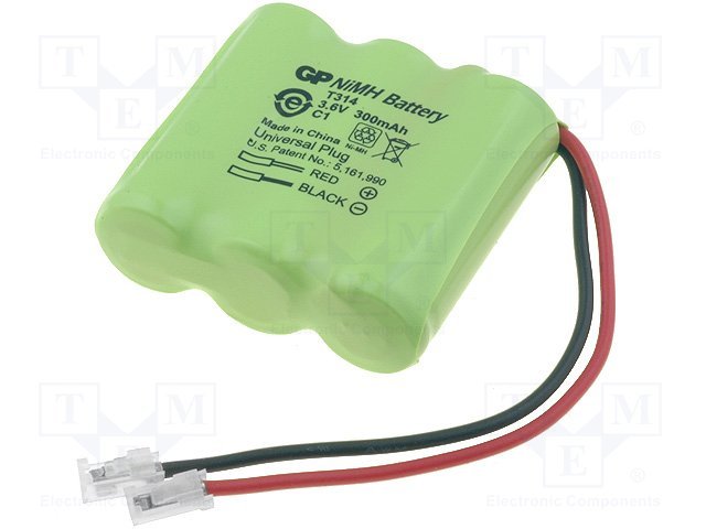 Akumulatori 3*2/3AAA, 3*2/3R3, GP, ar lokaniem izvadiem, 300mAh, Ni-Mh, 30.5x29x10.5mm, 3.6V, 30gr.