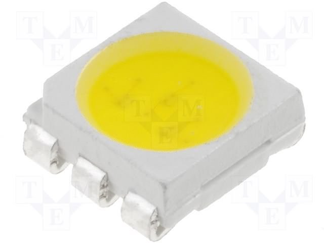 Gaismas diode SMD, siltā balta(3500K), 5050, PLCC6, 7000...10000mcd, 2.8...3.4V/60mA, 120grad., 3 atseviškas LED vienā korpusā, PLCC6
