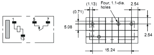 Relejs DC12V, SPST-NO, 5A/250VAC, 5A/30VDC, 720R(16.7mA), viens kontakts uz saslēgšanu, 17.5x6.5x12.5mm, OMRON
