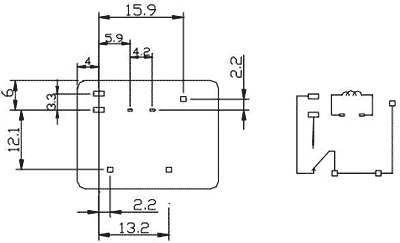 Relejs DC24V, SPDT, 30A/14VDC, 362R(66.3mA), IP65, viens kontakts uz pārslēgšanu, 26x22x22.3mm, FORWARD INDUSTRIAL CO.