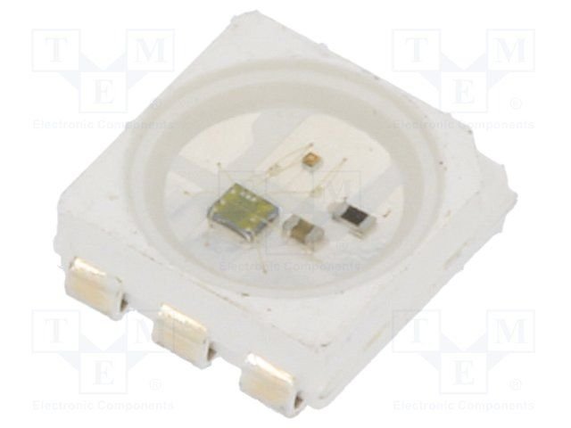 Gaismas diode SMD, RGB, 5050, PLCC6, 480/320/1500mcd, programmējams, 3.5...5.3V/18mA, 5x5x1.6mm, 5050