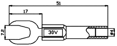 Dakša kontakts 4-6mm, 60VDC, 36A, 4mm ligzda, melna krasa