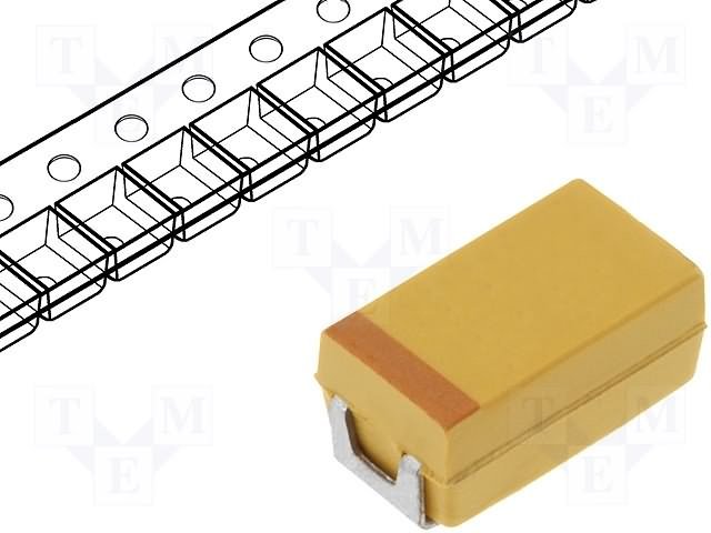 220/6.3V SMD tantala kondensators LOW ESR, ±10%, 125grad, Case D