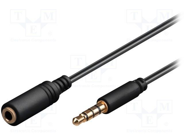 3.5mm(4pin) štekers video+stereo/3.5mm(4pin) ligzda video+stereo, vads, 1m