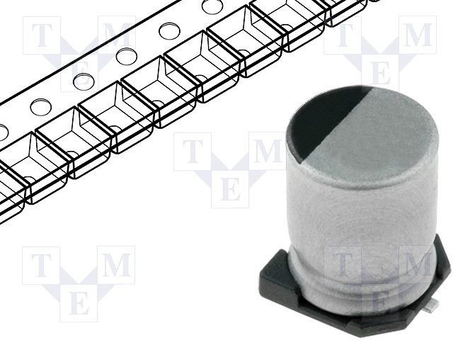 47/50V SMD 105C, Ø6.3x7.7mm, elektrolitiskais kondensators, 2000h, SAMWHA