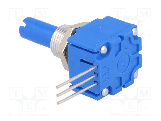 100K mono, ±20%, 1W, 17.5x15.9x12.7mm, 6.35mm, L=12.7mm, potenciometrs ar lineare atkarību, Conductive Plastic, THT, P2.5mm, 240°