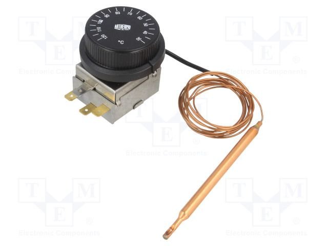 BT-KAP120/A Sensors: termostats ar kapilariem, 30...120°C, Izeja conf.: SPDT, 10A, 400VAC