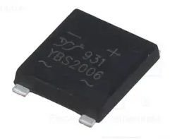YBS2006, SMD, 600V, 2A, 6.5x7.2mm, Taisngriežu tilts, YBS