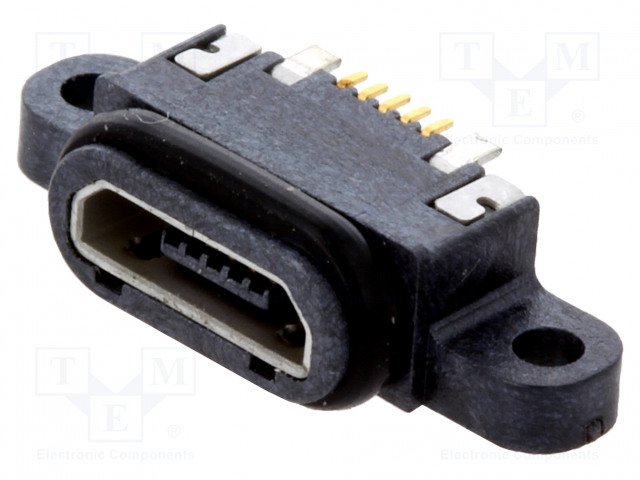 MicroUSB-B(2.0) ligzda uz šasija, skruvejama, IP67, ATTEND