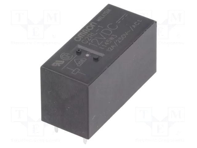 Relejs DC12V, SPDT, 12A/250VAC, 12A/24VDC, 360R(33mA), viens kontakts uz pārslēgšanu, 29x12.7x15.7mm, OMRON