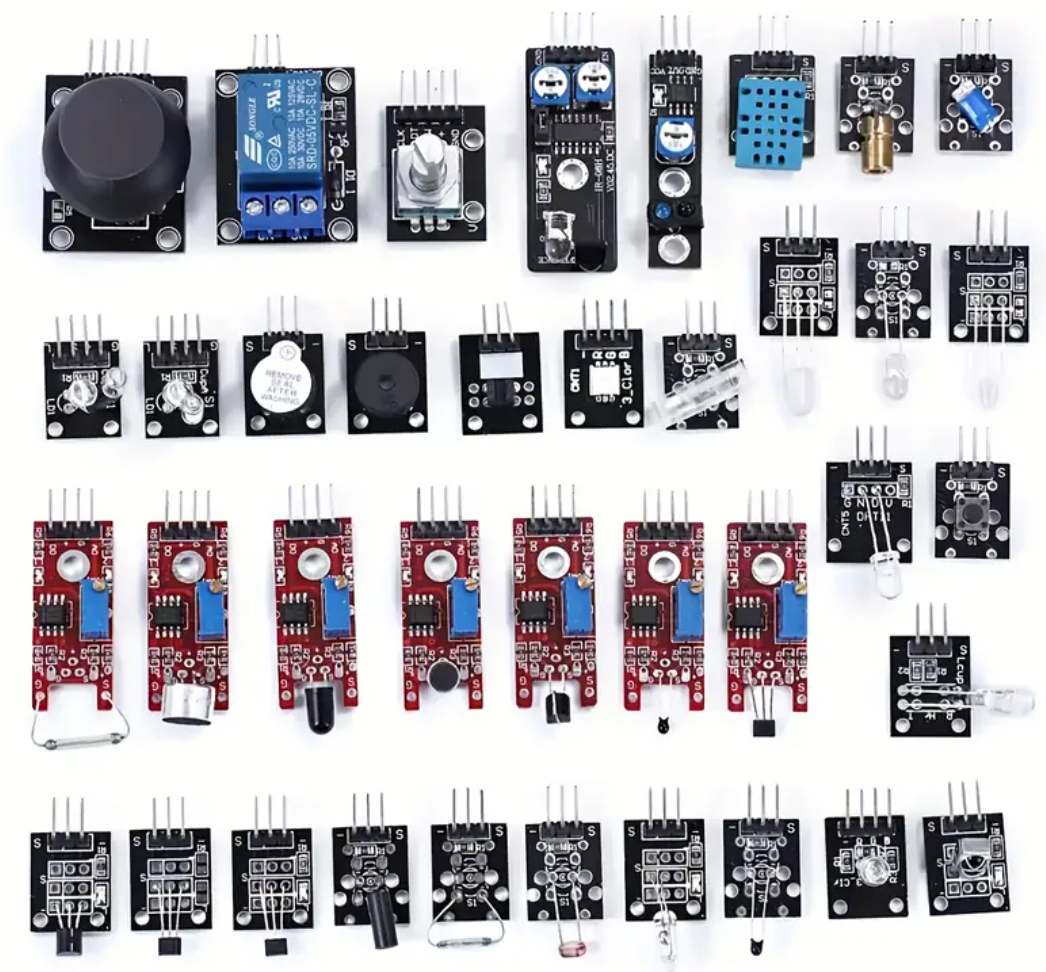 Arduino dažādu sensoru komplekts, 37 elementi, plastmasas kastē