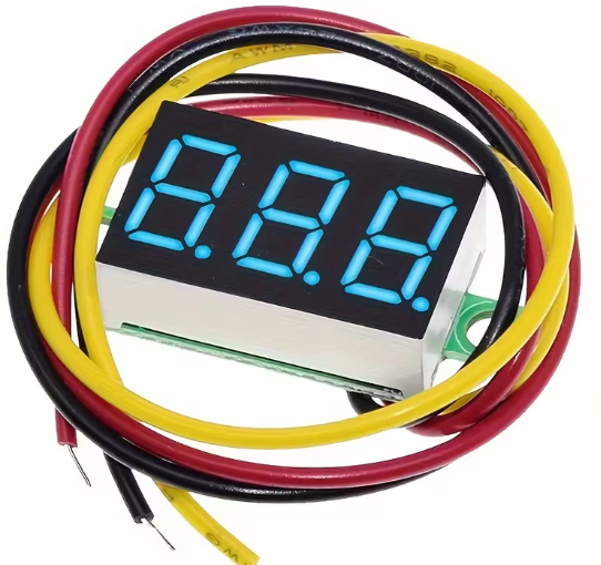 Modulis: Ciparu voltmetrs(zila), U=0...100VDC, 30x10x10mm, barošana DC4.5V-30V, bez korpusa
