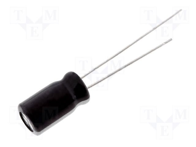 47/50V, 105C, Ø6.3x11mm, ±20%, Kondensatori zemas induktivitātes, 2000h, SAMWHA, ar lokaniem izvadiem