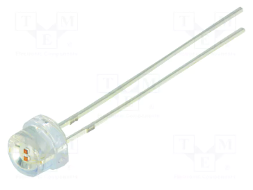 5mm, sarkana, 8...10lm, 140°, 1.8...2.6V/60mA, 620-630nm, gaismas diode, Ø4.8x4.75mm, plakana