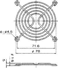 Aizsardzības režģis ventilatoram, 80x80mm, metālisks