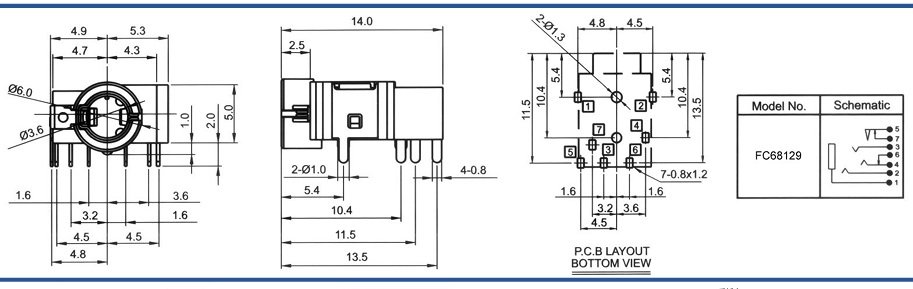 3.5mm (4 kont.) ligzda, stereo+video, plastmasas, THT, 2 x on/off, 10x5x12mm, CLIFF