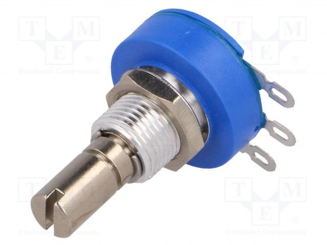 10K, 2W, ±10%, metālkeramisks potenciometrs, Dass 6.35mm, Lass=12.7mm, 3/8"x32UNEF, 250°, BOURNS