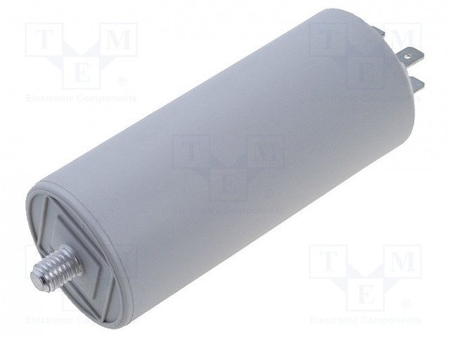 3.5/425VAC, ±5%, elektromotoru kondensators, klemes 6.3mm, 10000h, M8, Ø28x55mm