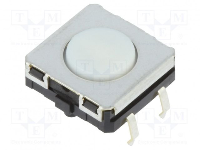 Mikroslēdzejs horizontāls, SPST-NO, OFF-(ON), 0.05A/24VDC, THT, 12x12x4.3mm, 1.96N, L=0.3mm,  IP67, OMRON