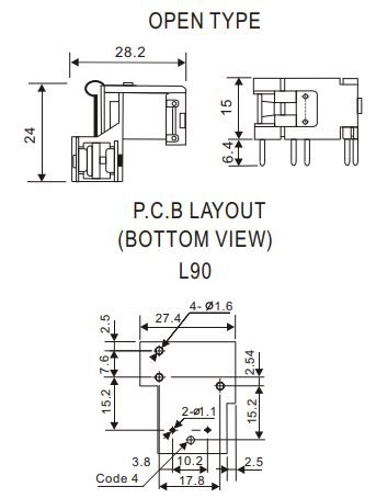 Relejs DC12V, SPDT, 30A/240VAC, 20A/30VDC, 155R(77.4mA), viens kontakts uz pārslēgšanu, atvērtais izpildījums, RAYEX ELECTRONICS