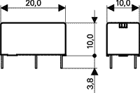 Relejs DC12V, SPDT, 5A/250VAC, 5A/30VDC, 685R(17mA), IP64, viens kontakts uz pārslēgšanu, 20x10x10mm, TE Connectivity