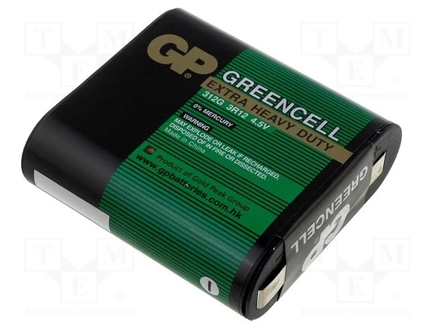 S4.5V, baterija, zinc-carbon, 3LR12,  3R12, GP, 122.8 g