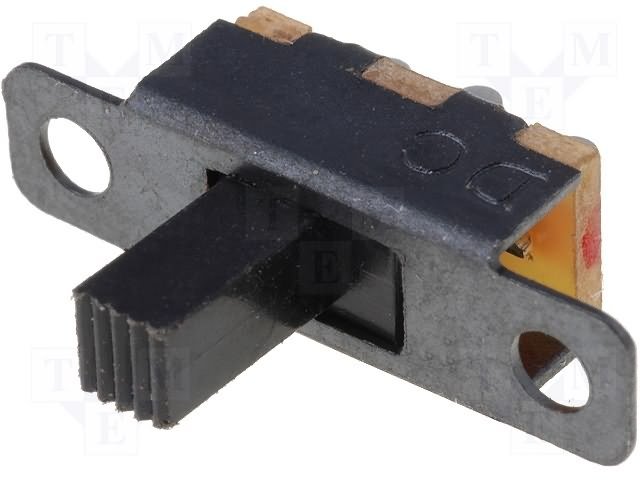 Pārslēdzējs slīdbīdņu SPDT, 0,5A/24VDC, ON-ON, 11x6x5mm, L=6mm, taisns, viens kontakts uz divam stāvoklim