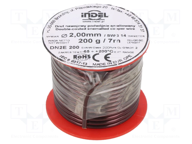 DNE2.00/0.20 Vads tinuma emaljēts 2.00mm, 7m/200gr