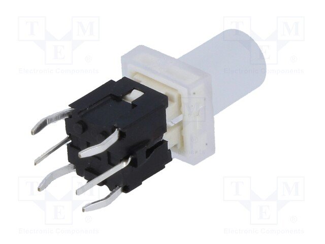Poga SPST-NO, OFF-(ON), 0.05A/12VDC, PCB, LED2.2VDC, sarkana, 7.5x7.5mm, bez fiksacijas