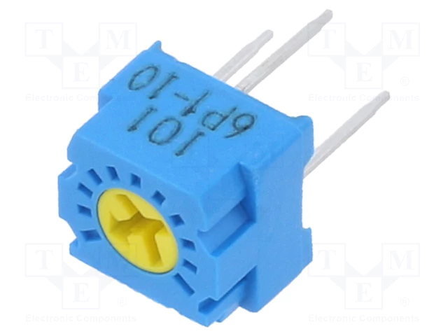 10K pieskaņošais horizontalais metalokeramisks rezistors, 6.8x6.8x5.5mm, 500mW