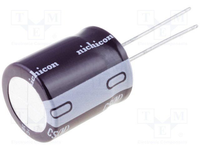 47/400V, 105C, Ø16x25mm, ±20%, Kondensators elektrolītisks, NICHICON, 10000h, ar lokaniem izvadiem