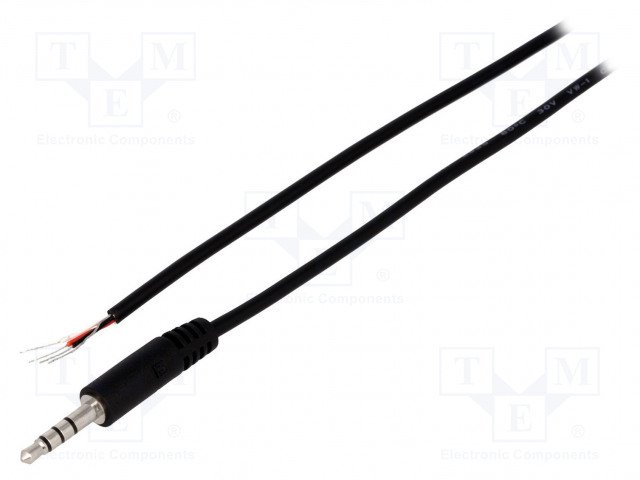 3.5mm (4 kont.) štekers, stereo+video, plastmasas, L=16.8mm, ar vadu 2m, CLIFF